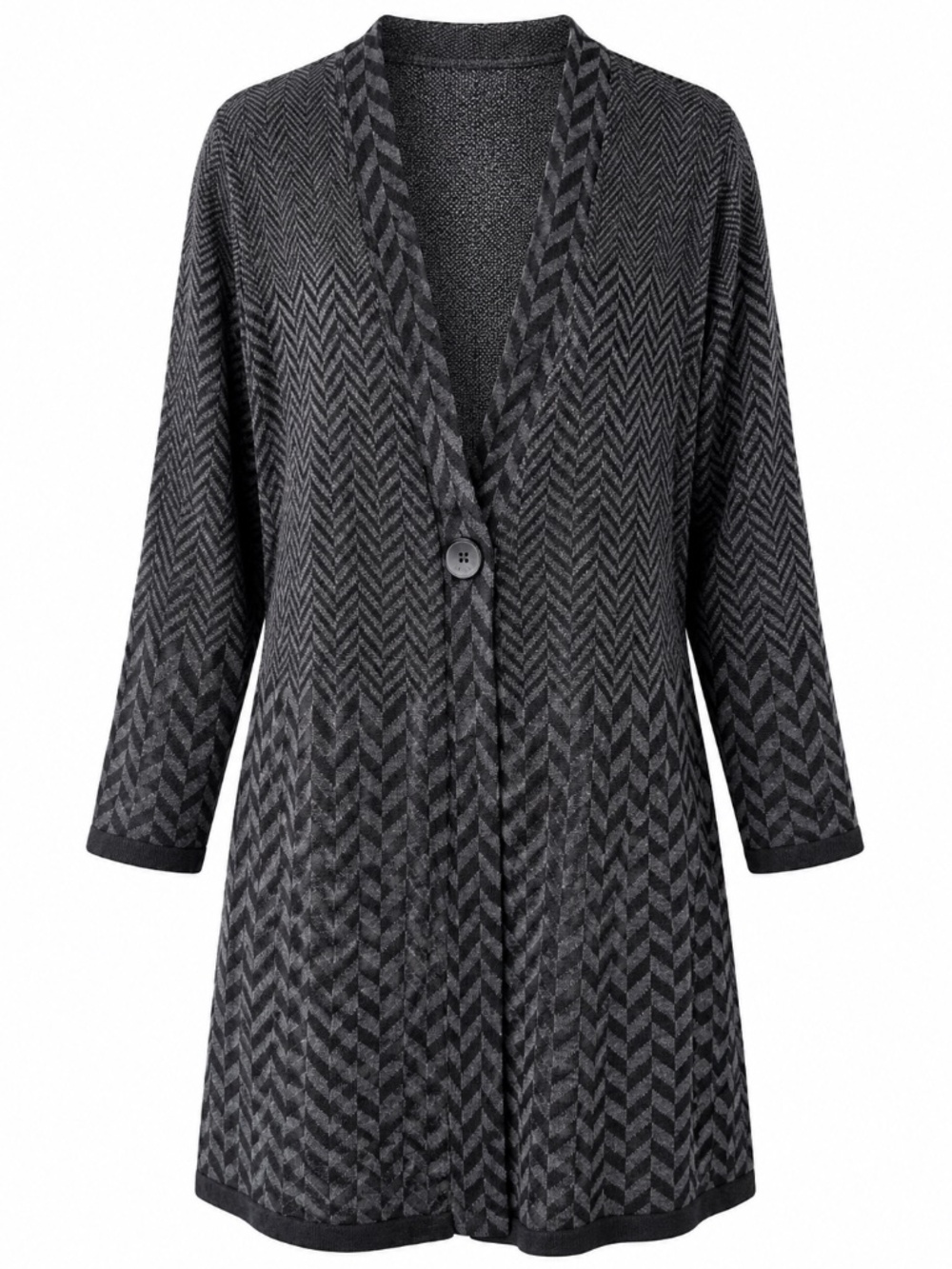 BLACK RIVET Herringbone Coatigan EUC